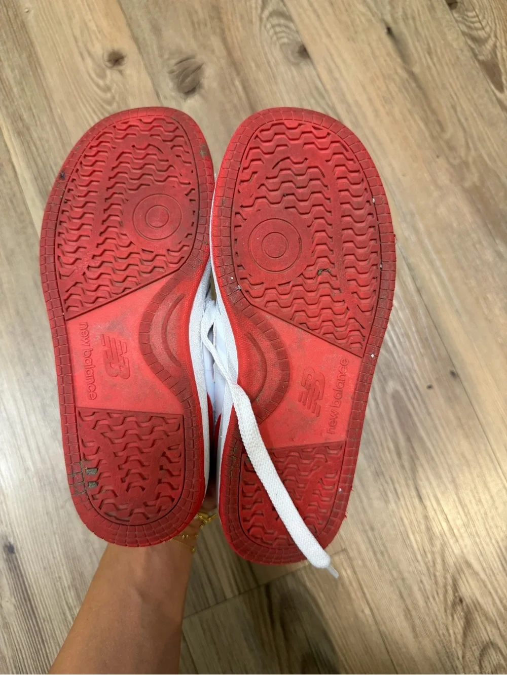 New Balance Kids' White & Red Athletic Sneakers - Size 3